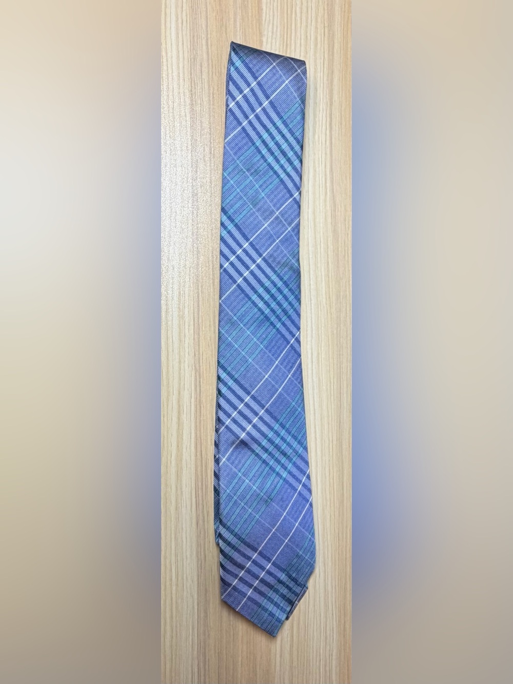 Vince Camuto Blue and Teal Plaid Tie